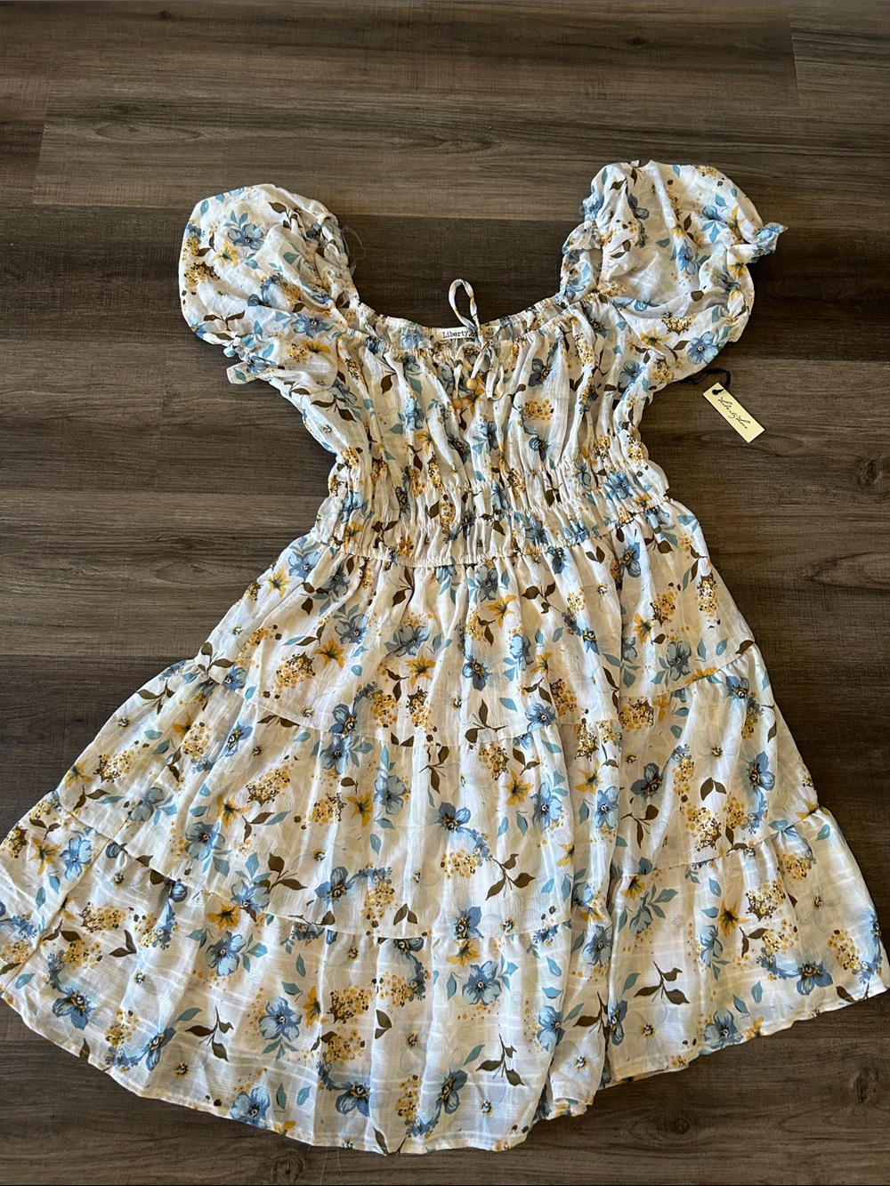 Liberty love Floral Blue & Cream Ruffled